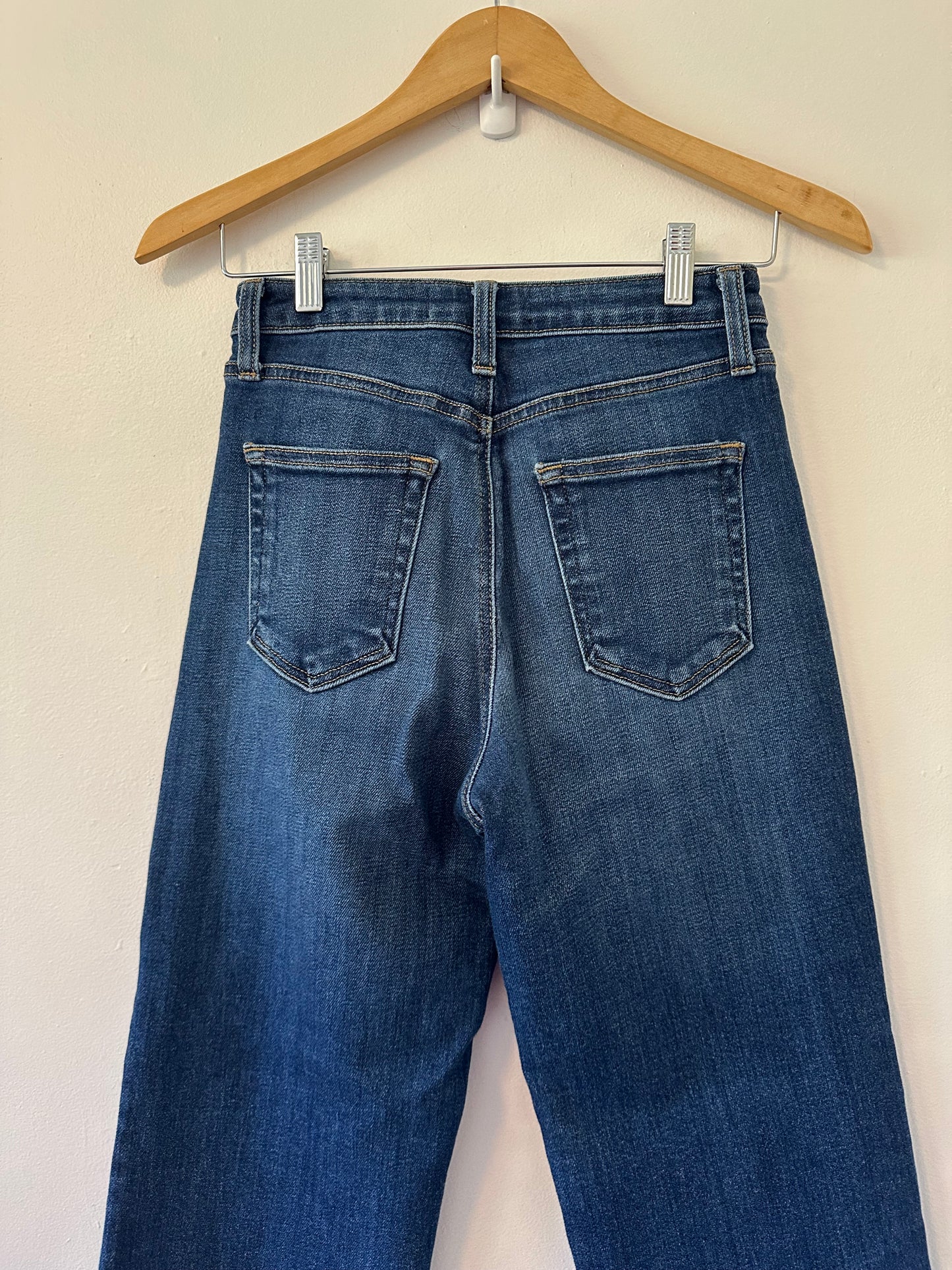 Just Black Vintage Straight Leg Raw Hem Jeans in Deep Blue | Size 26