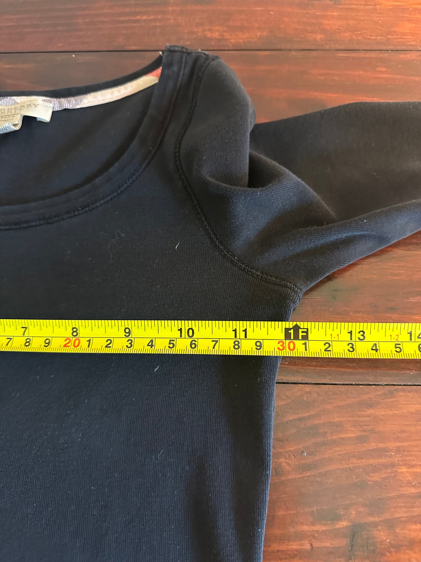 Burberry Brit Black 3/4 Sleeve Crew Neck T-Shirt - Size XS