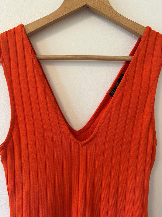 Zara Ribbed Bodysuit in Orange - Size Small