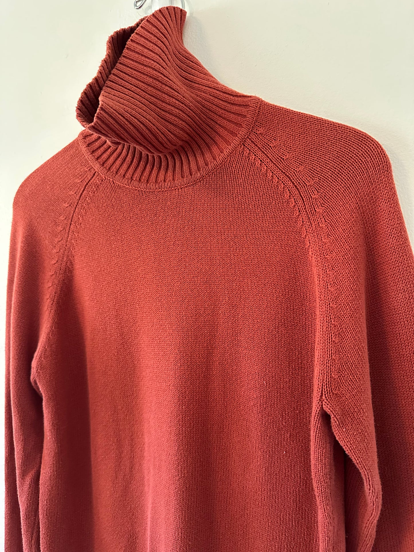 JEANNE PIERRE Women's Rust Cotton Turtleneck Sweater | Size Large