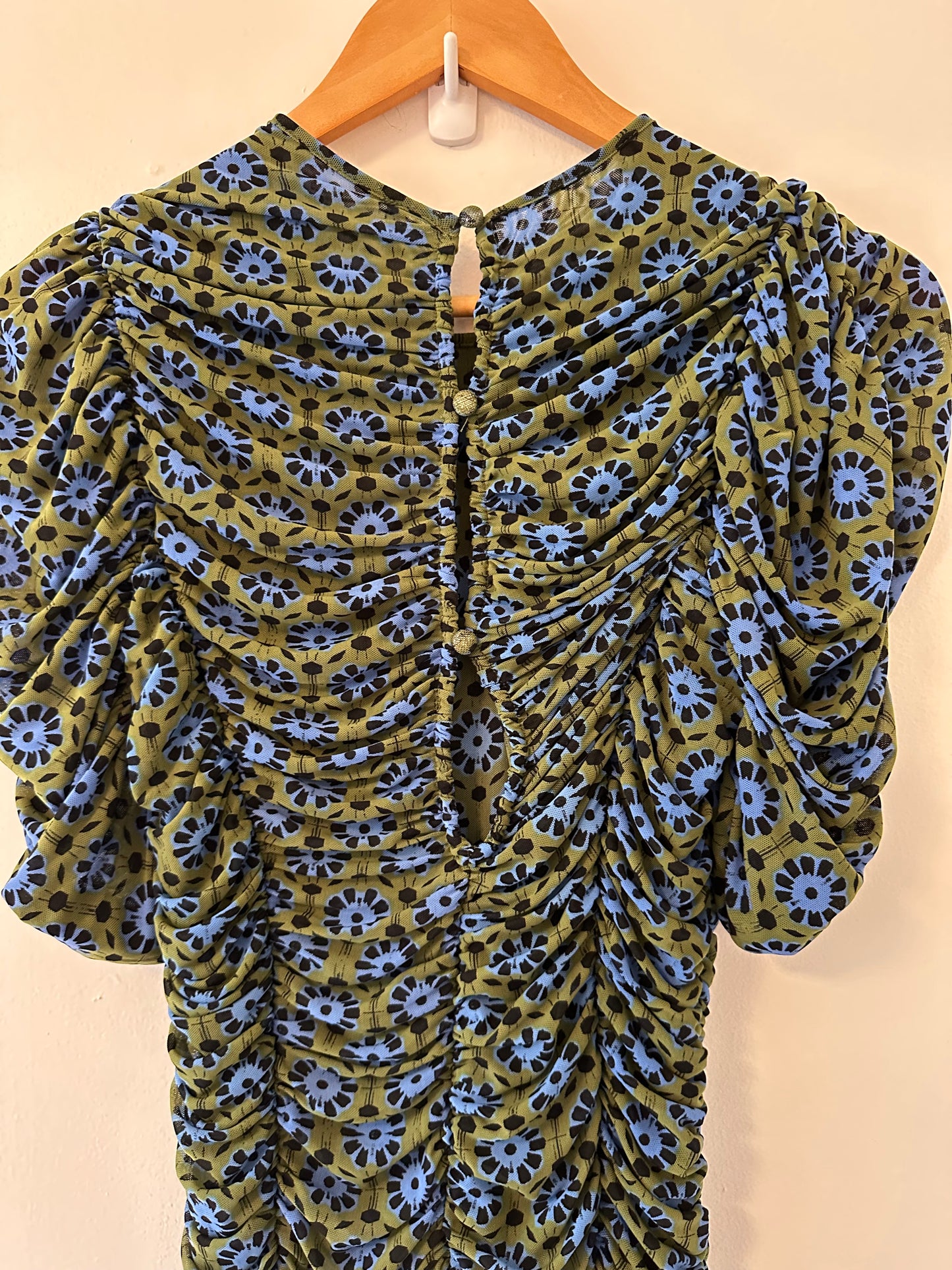 NWT Free People Briella Printed Army Green Combo Floral Dress - Size Small