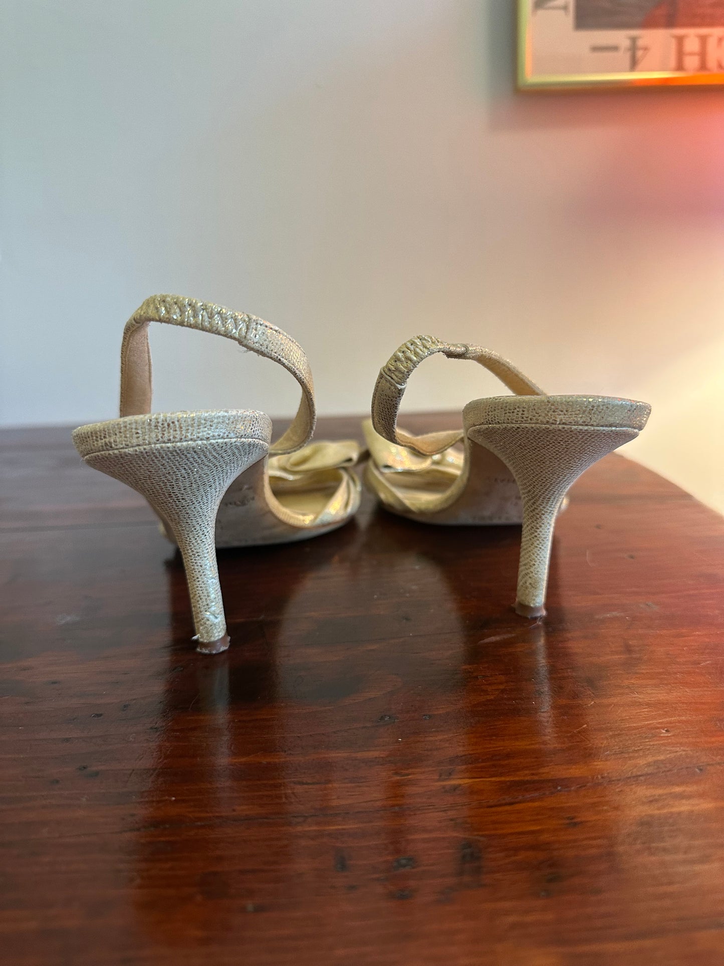Kate Spade Gold Bow Slingback Heels - Size 8