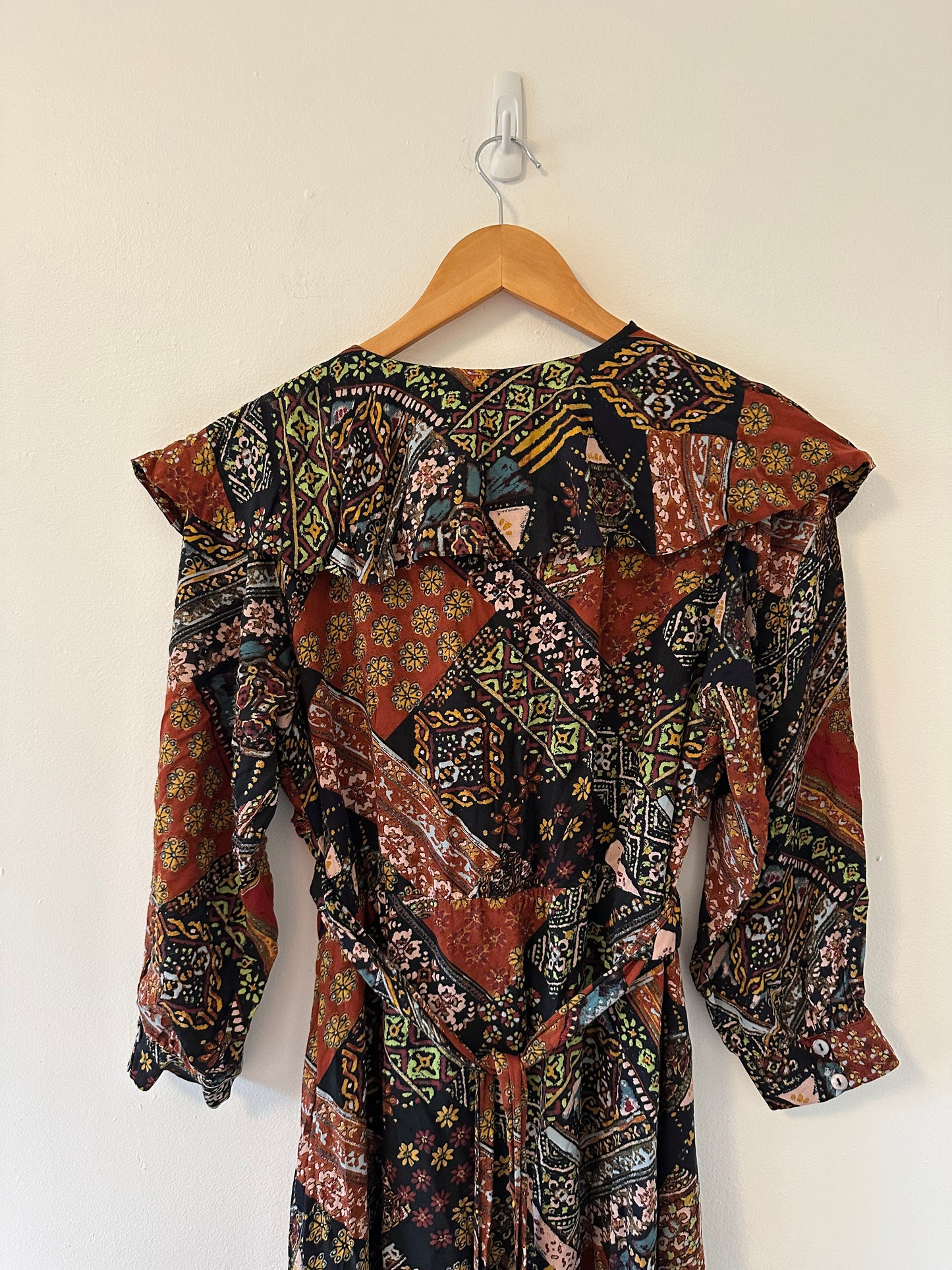 Free People Lennon Multicolor Patchwork Long Sleeve Maxi Dress - Size Medium