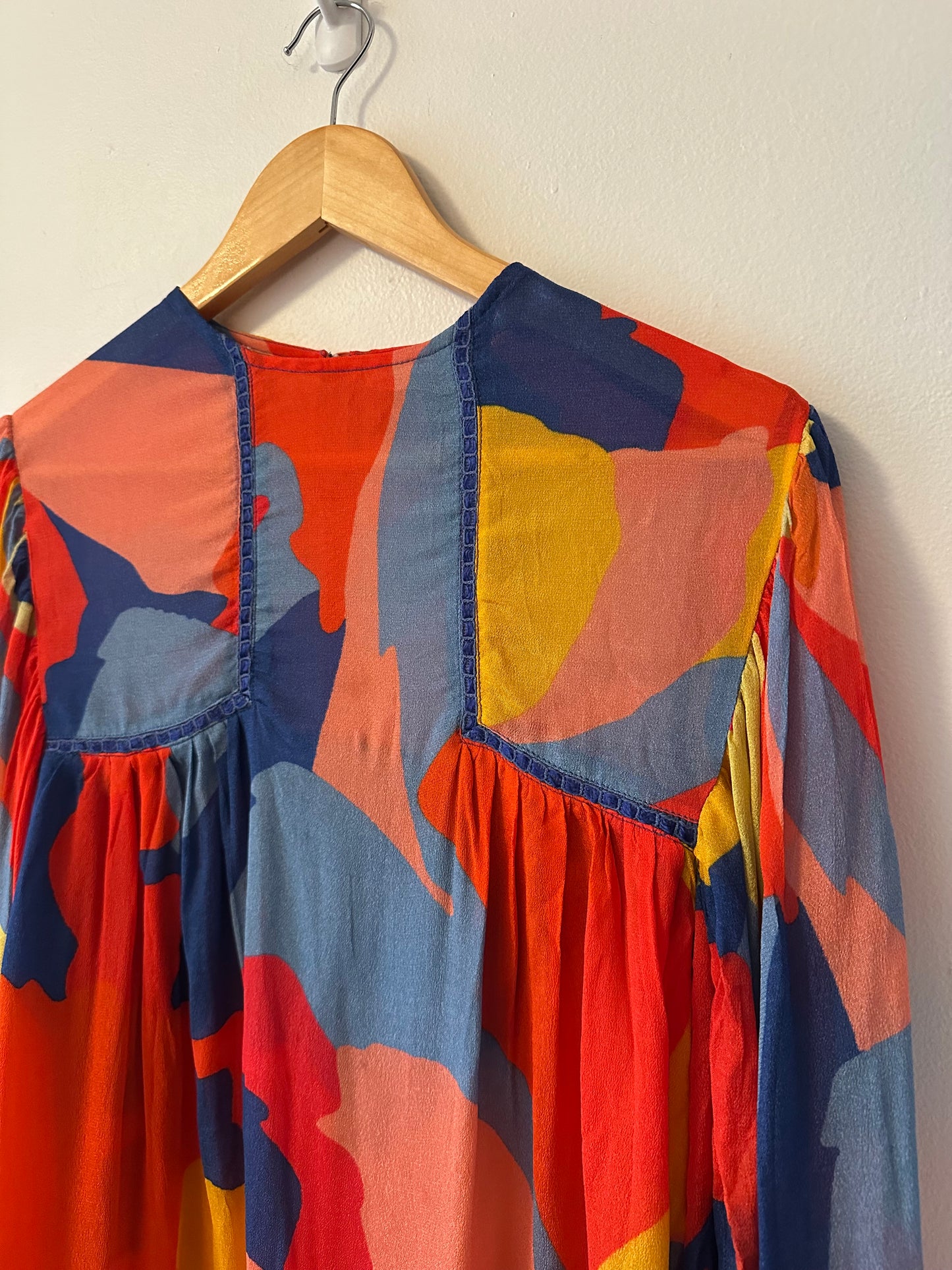 Blank London Miranda Peasant Colorful Abstract Flowy Blouse | Size XSP