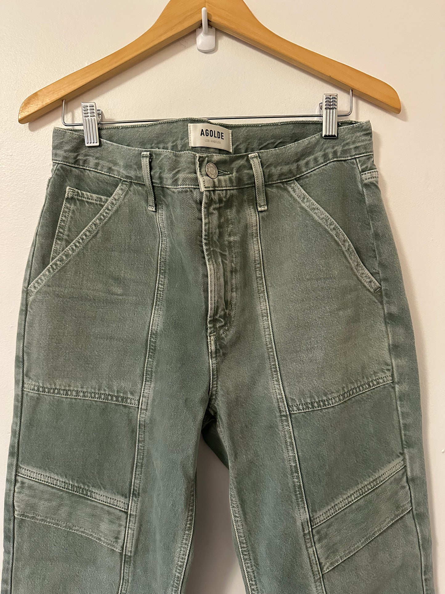 Agolde Cooper Cargo Straight Leg Cotton Jeans in Salamander | Size 28