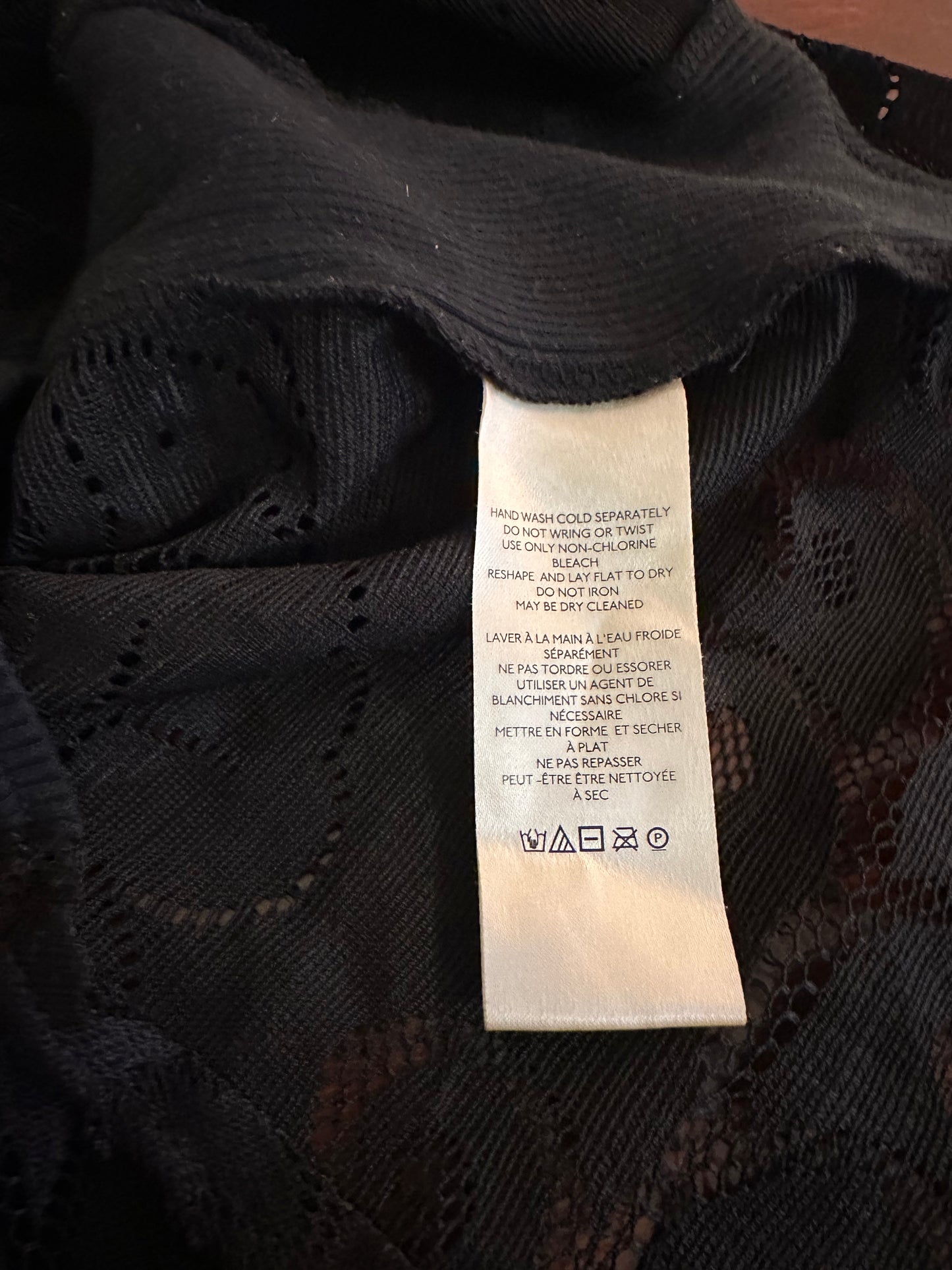 Free People Wild Roses Black Lace Long Sleeve Shirt- Size Medium