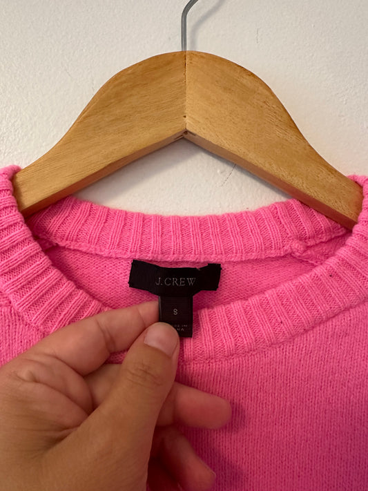 J. Crew - Bright Pink Crew Neck Wool Classic Sweater | Size Small