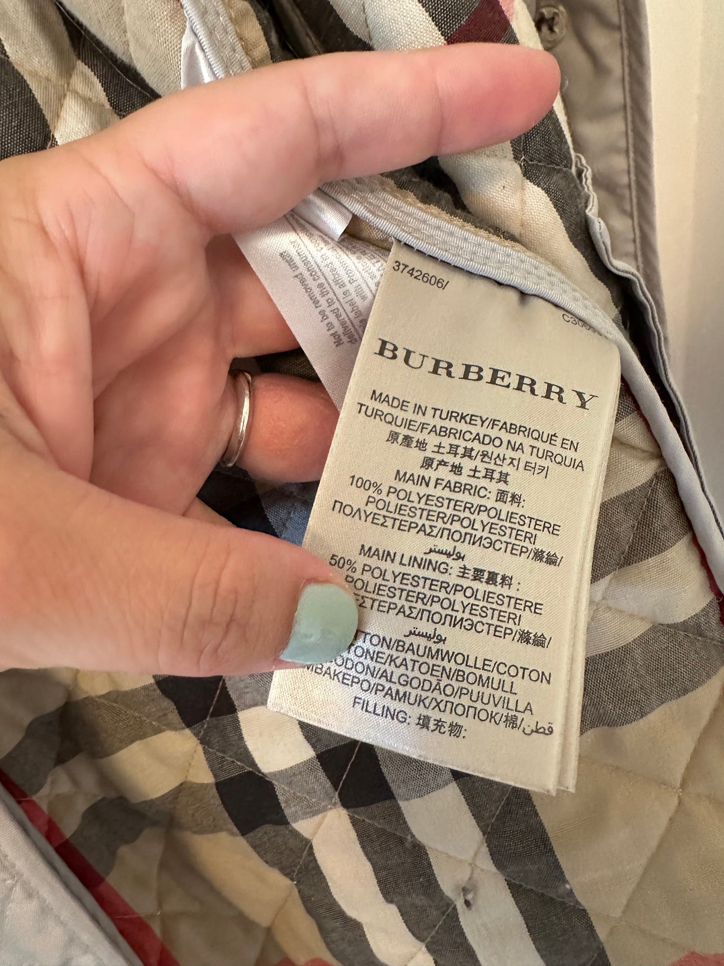 Burberry Brit Classic Quilted Beige Jacket - Size Medium