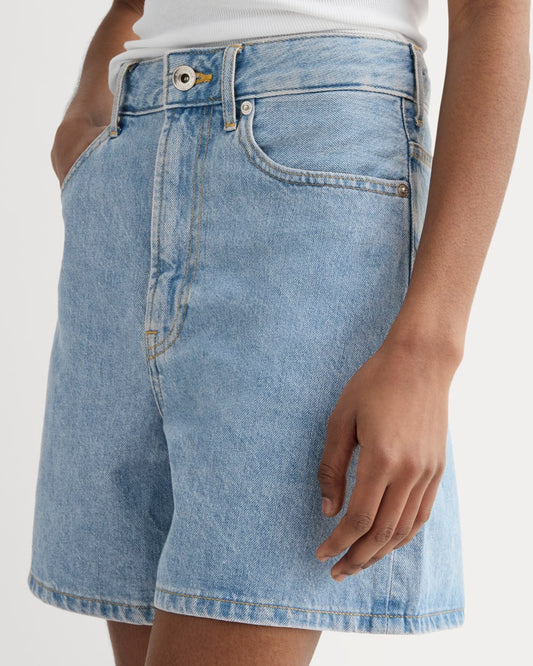 NWT Everlane The A-Line Cotton Denim Shorts in Light Indigo | Size 27