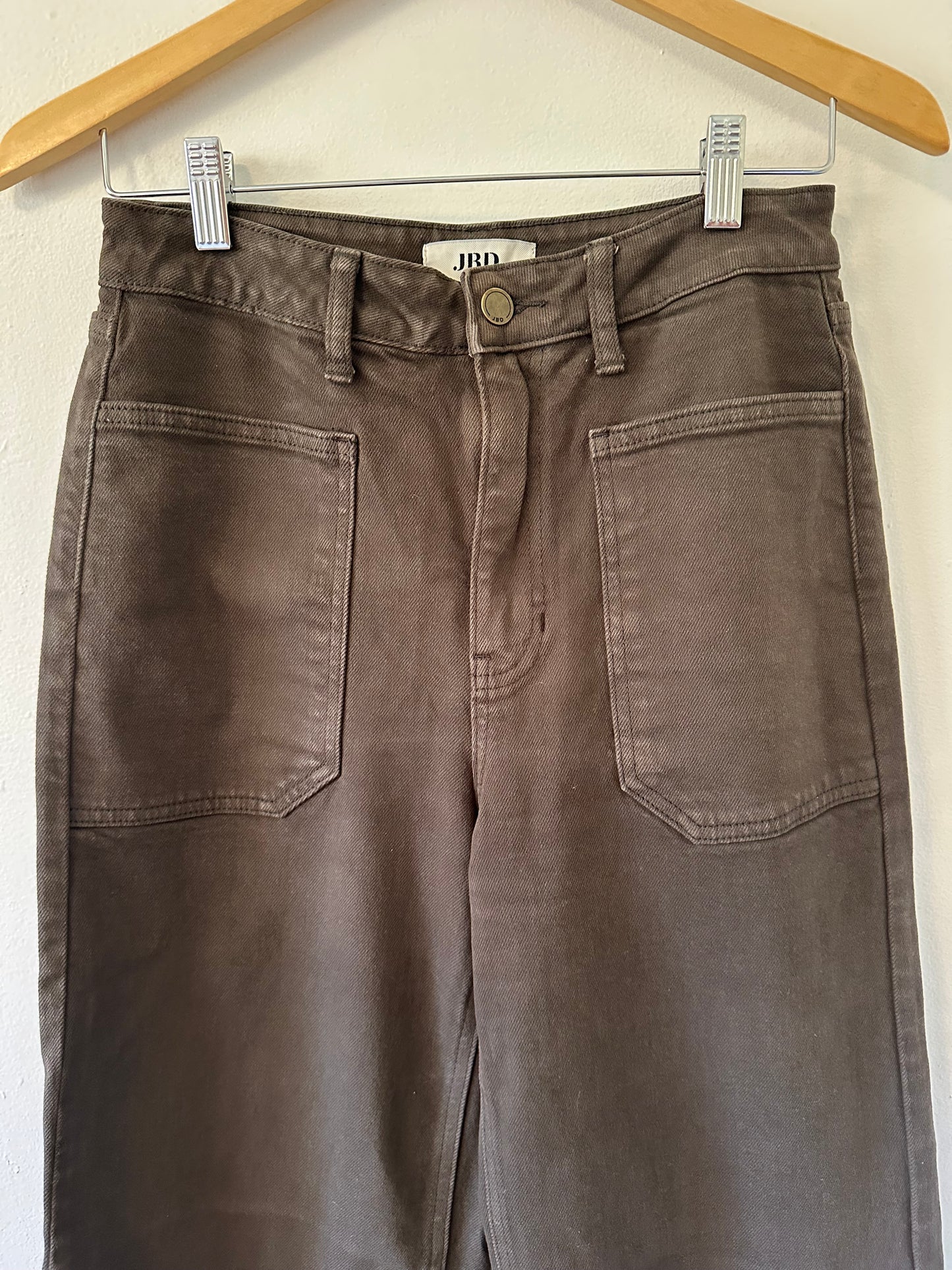 Just Black Brown Denim Patch Pocket Wide Leg Jeans | Size 27