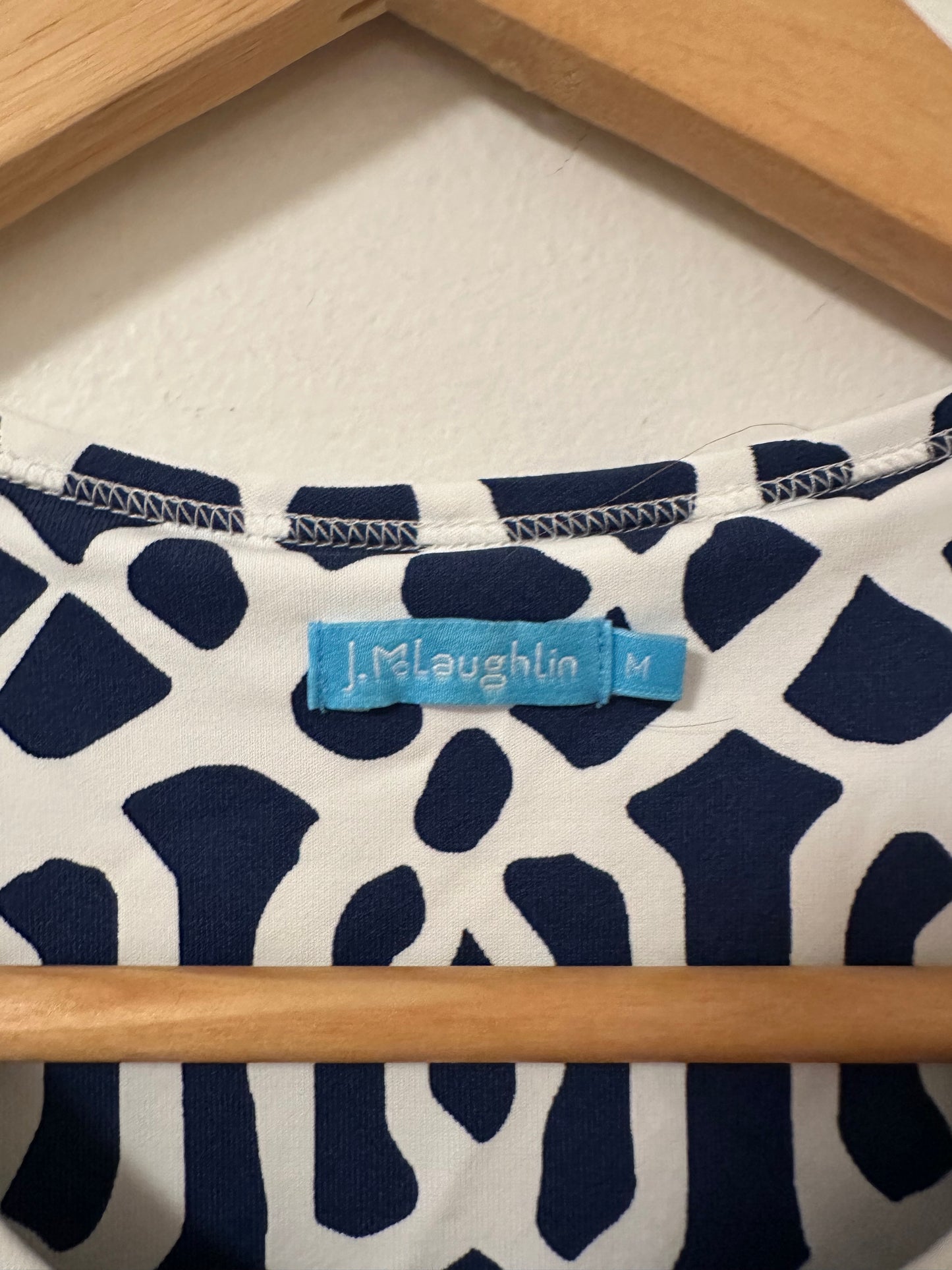 J. McLaughlin Blue and White Patterned Maxi Dress | Size Medium