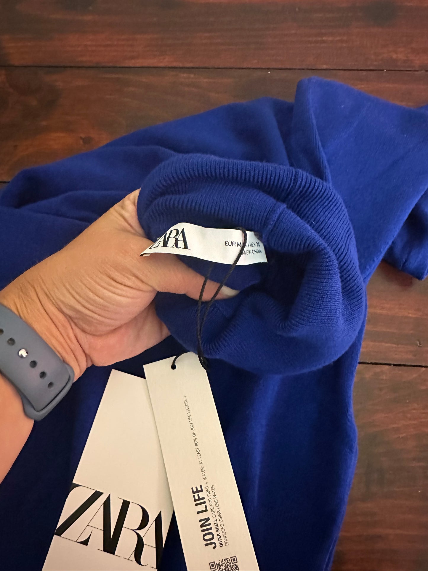 NWT Zara Royal Blue Turtleneck Lightweight Short Sleeve Sweater - Size Small