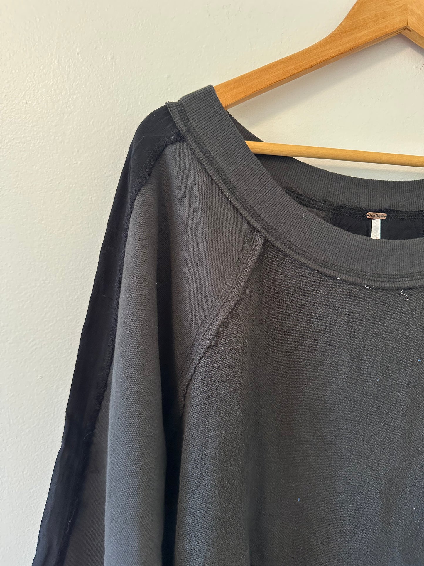 Free People Ruffle Peplum Sweatshirt in Black - Size XS