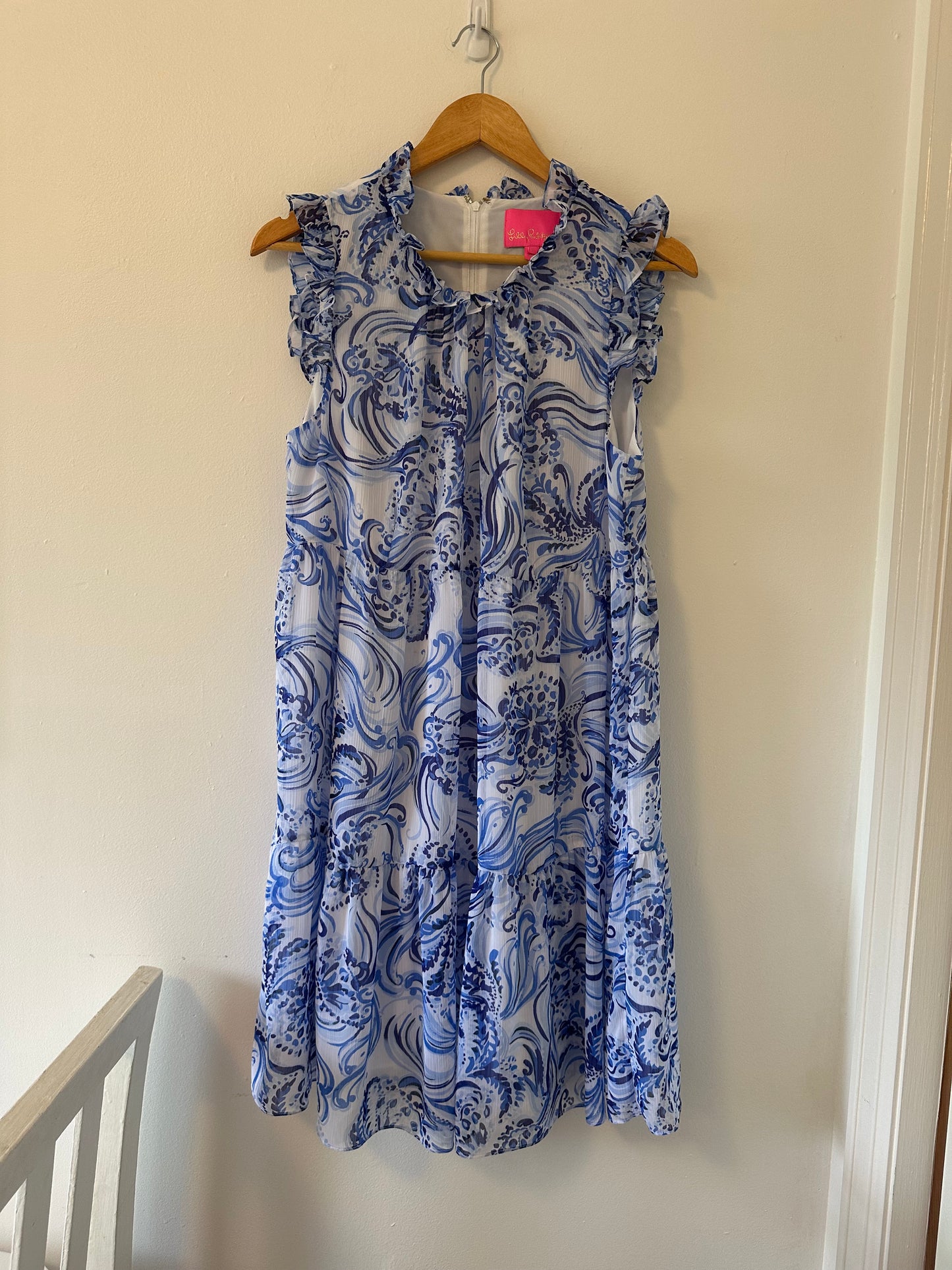 Lilly Pulitzer Jazzy Blue and White Sleeveless Dress - Size 10