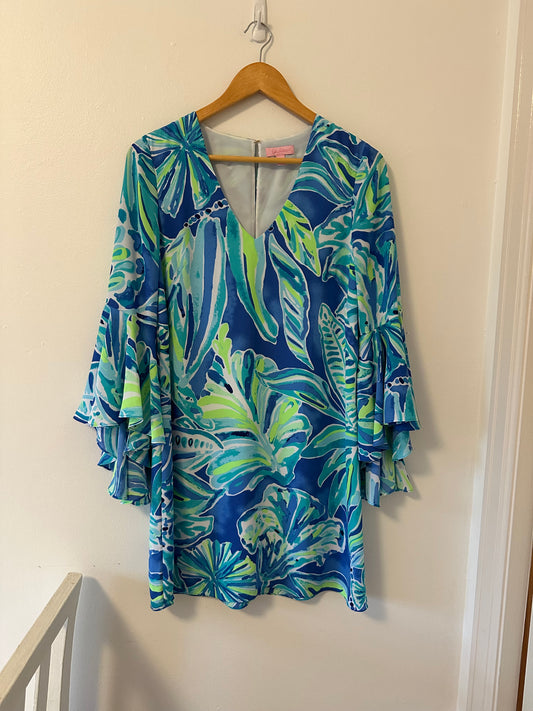 Lilly Pulitzer Rosalia Blue and Green Printed Long Sleeve Dress - Size 4