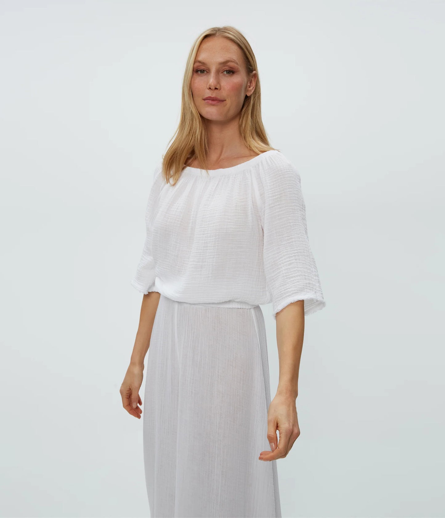Michael Stars Isabel Convertible Gauze Top in White - Size XS