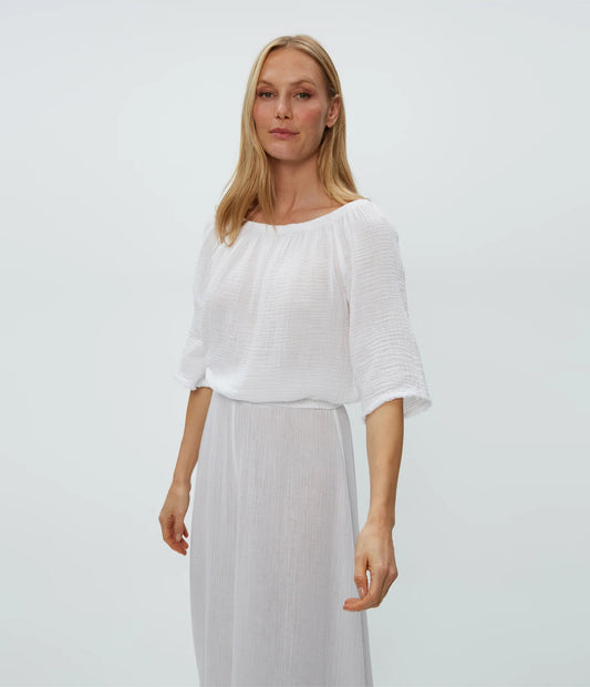 Michael Stars Isabel Convertible Gauze Top in White - Size XS