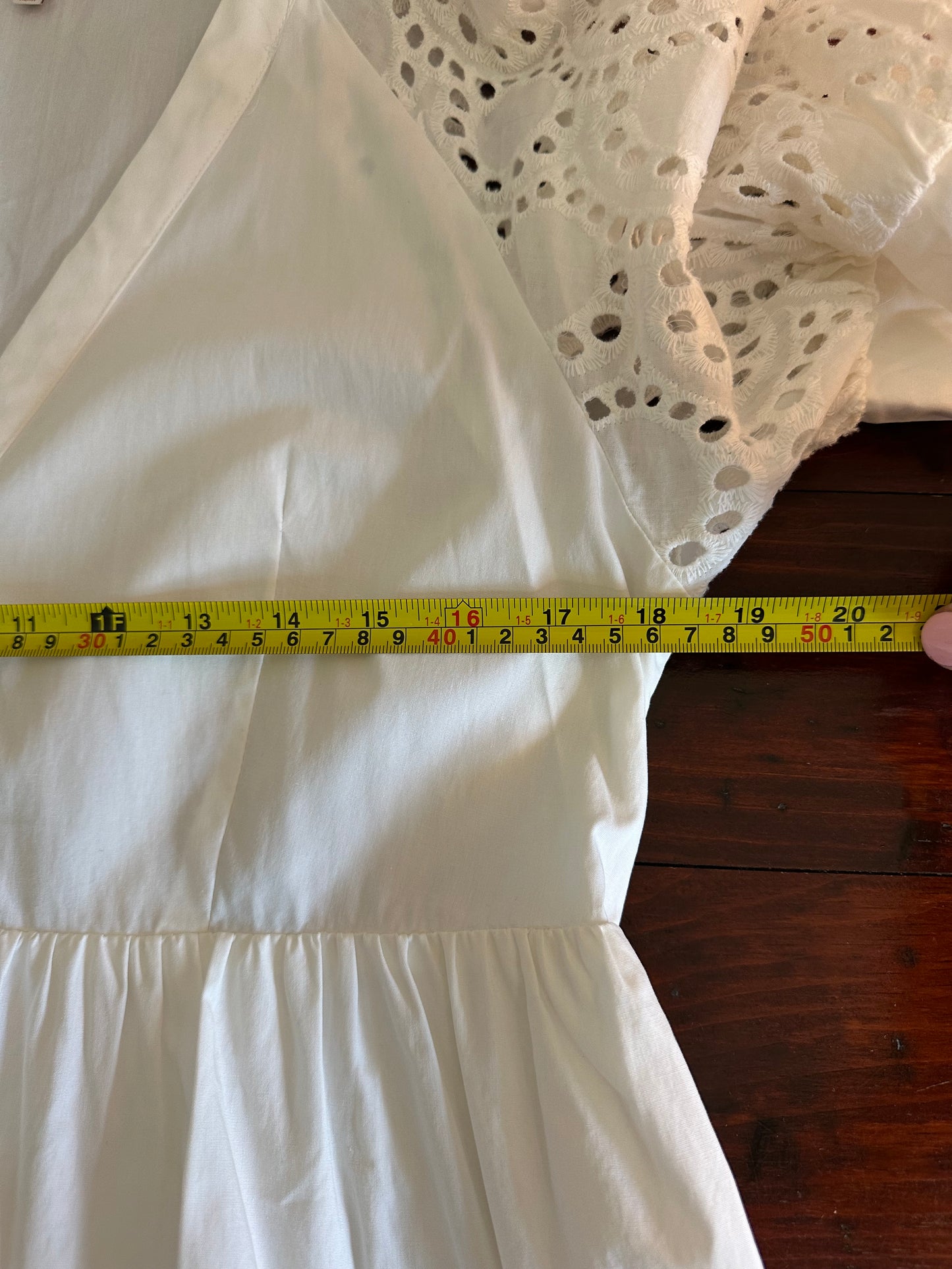 Skies Are Blue White Lace Sleeve Dress - Size Large