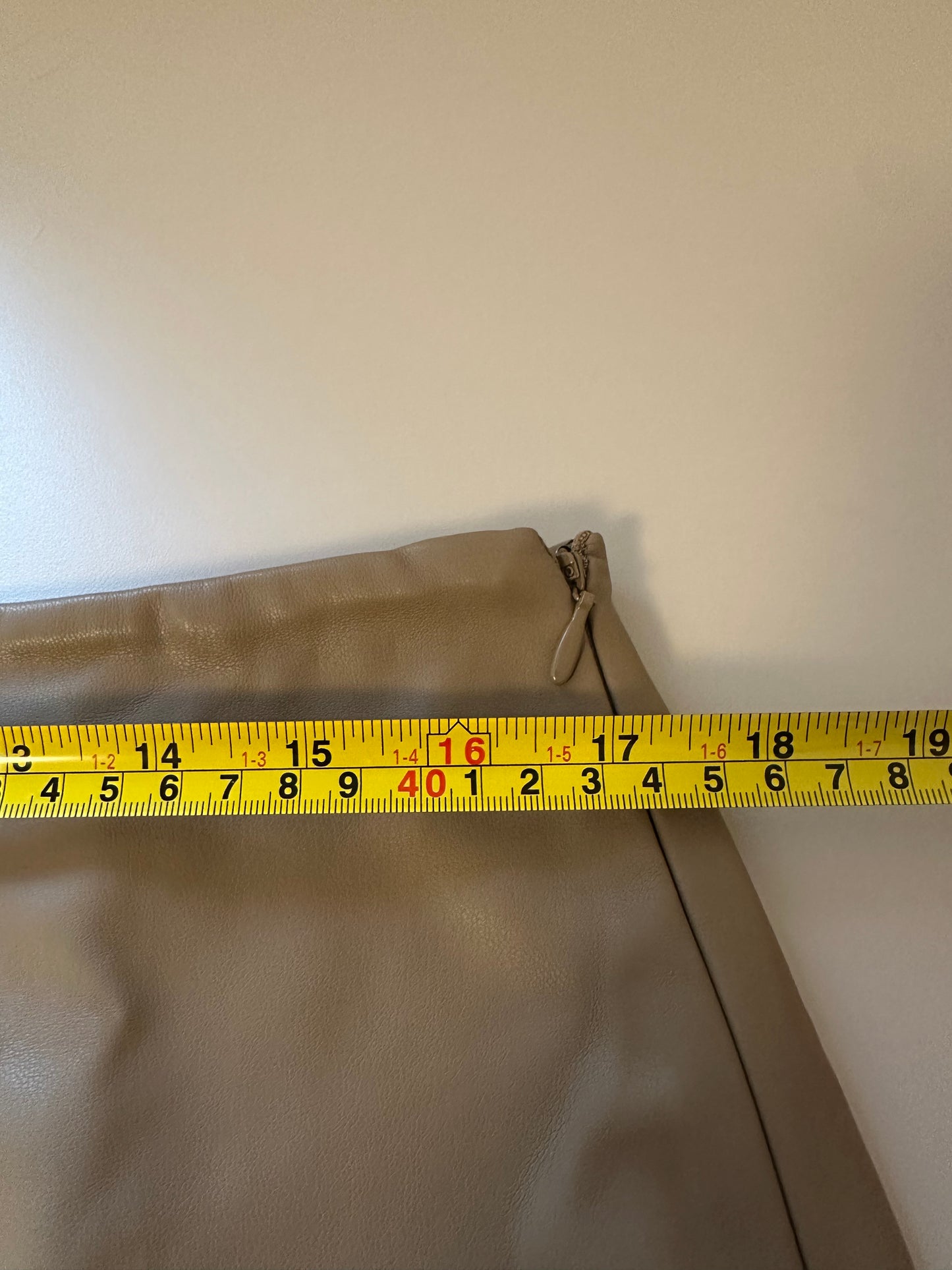 Topshop Faux Leather Tan Pencil Midi Skirt | Size 10