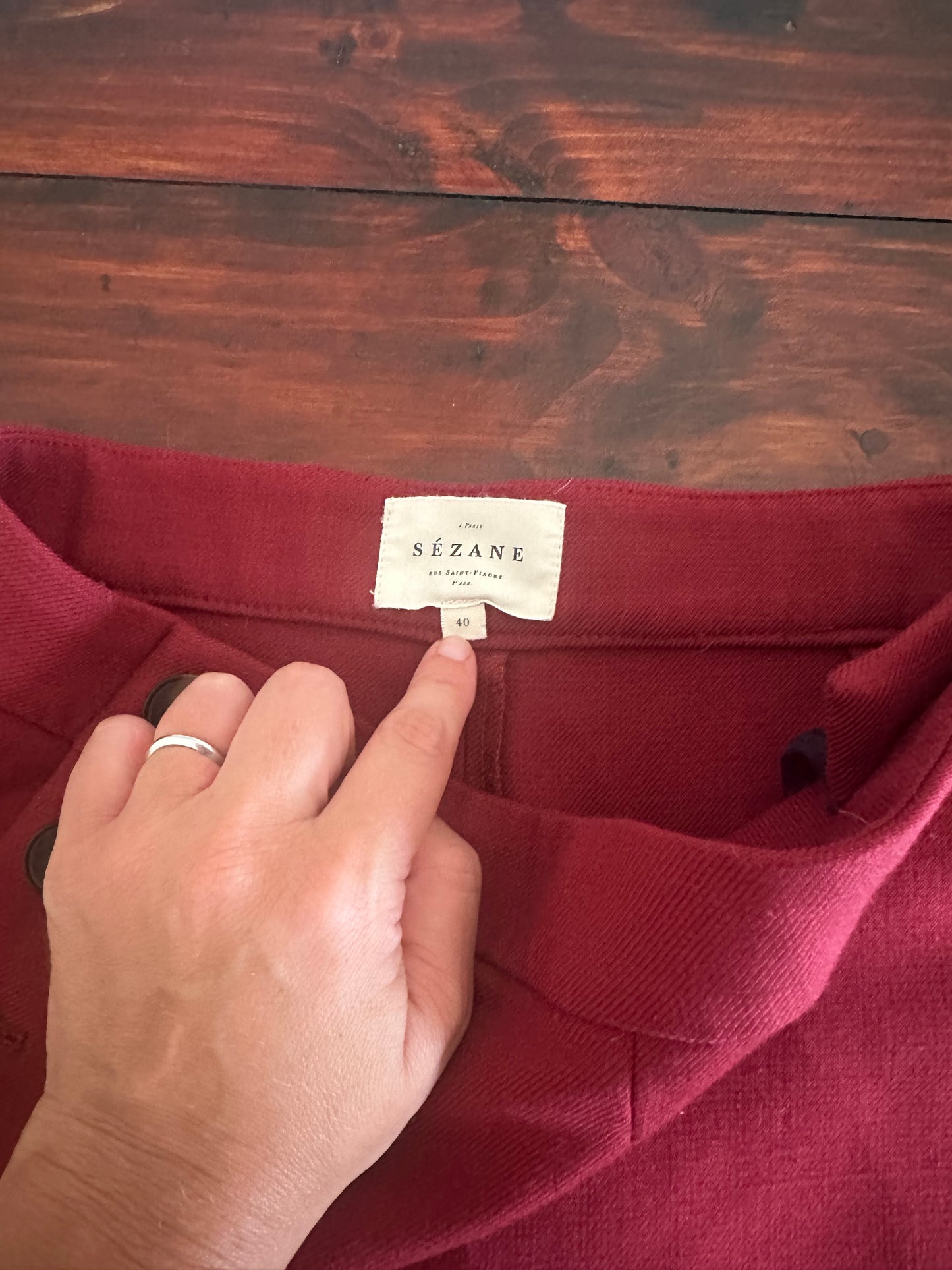 Sezane Marino Trousers in Burgundy - Size 40