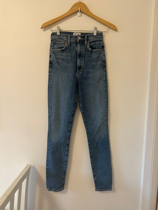Agolde Pinch Waist Ultra High Rise Skinny Blue Jeans - Size 24