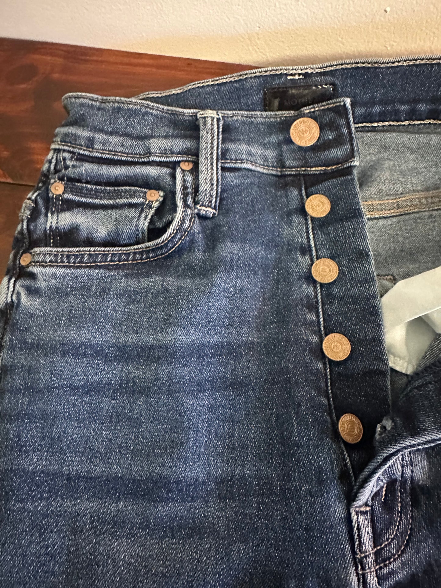 Mother Tippy Top Frisky Flood High-Rise Slim Cropped Fray Jeans - Size 24