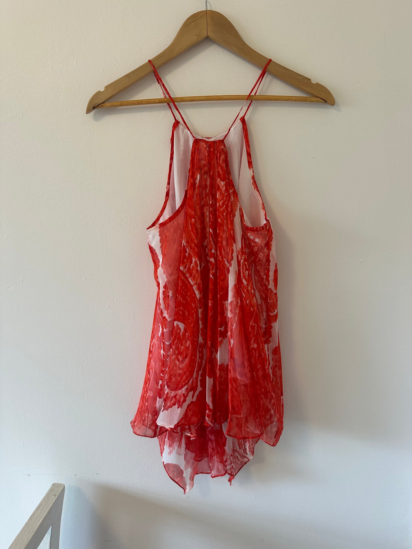 Milly Poppy Gathered Handkerchief Hem Tank Size 6