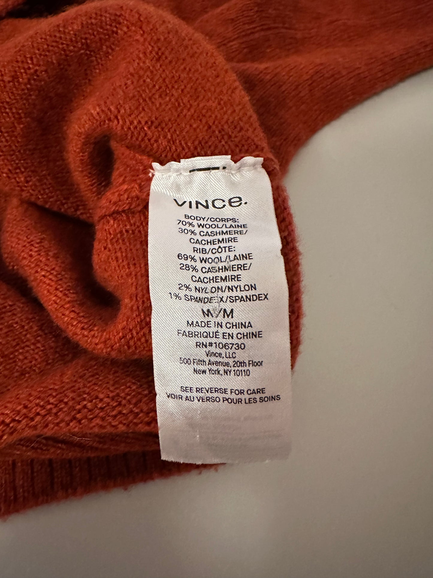 Vince Raglan Dolman Sleeve Crew Neck Sweater in Rust Red | Size Medium