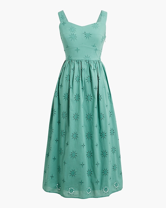 J. Crew Eyelet Midi Dress in Teal - Size 6