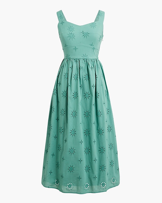 J. Crew Eyelet Midi Dress in Teal - Size 6