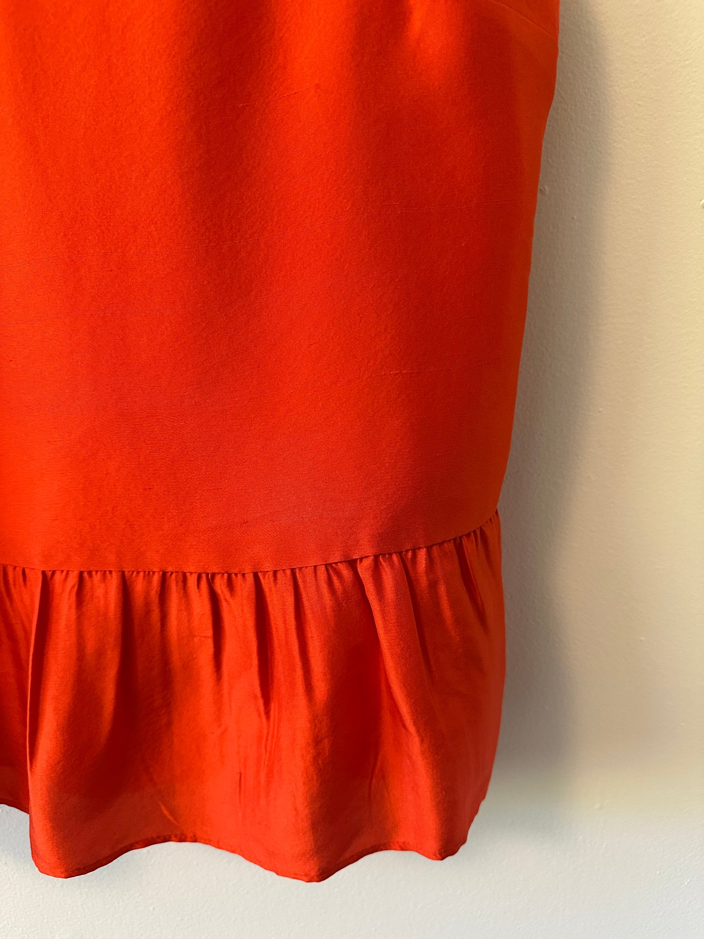 J. Crew Silk Tie Shoulder Peplum Tank Top in Orange | Size 4