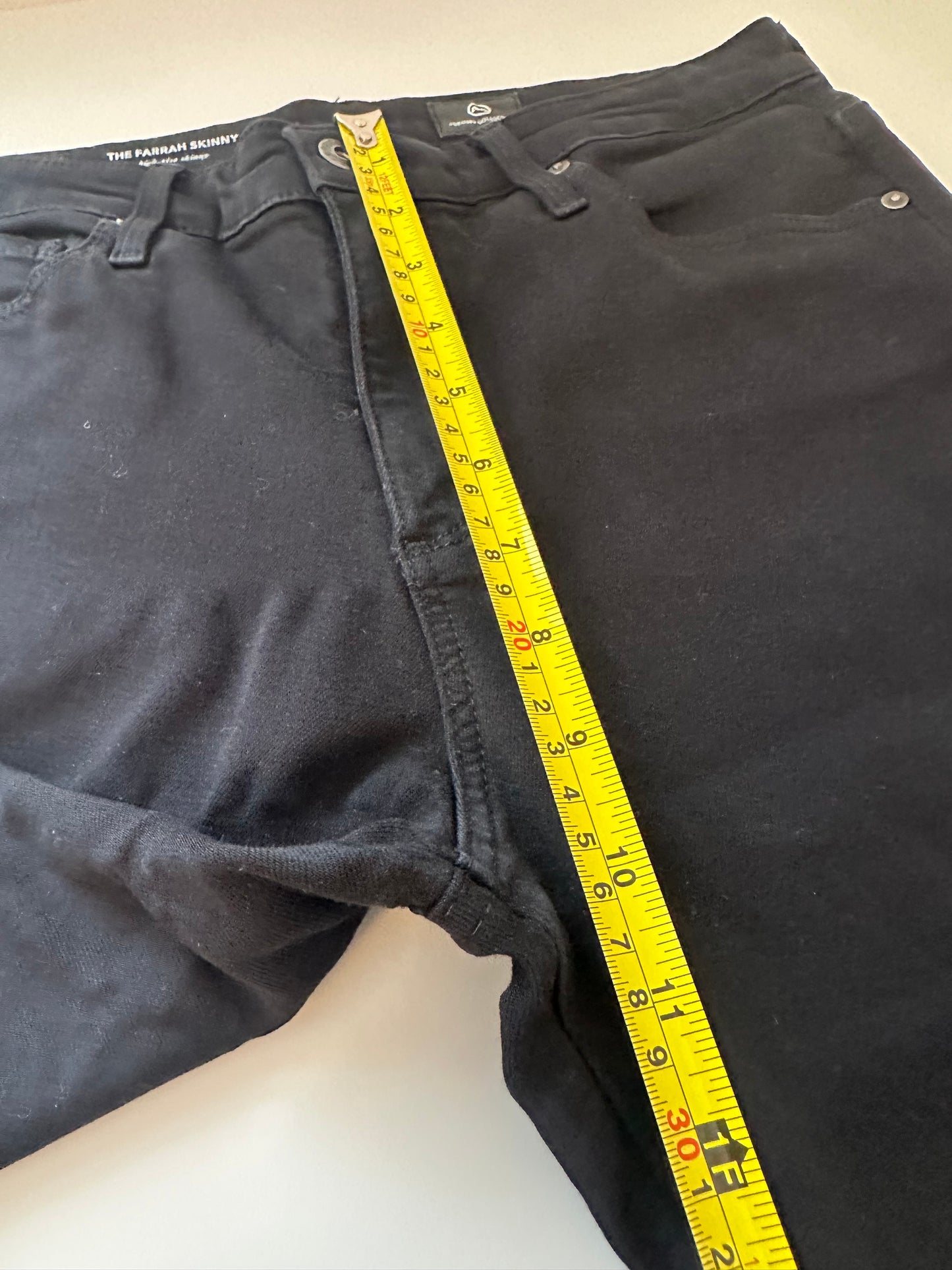 Adriano Goldschmied AG The Farrah High Rise Skinny Jeans In Black | Size 28