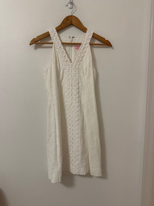 Lilly Pulitzer Women's Sleeveless White Lace V-Neck Dress In White | Size 00
