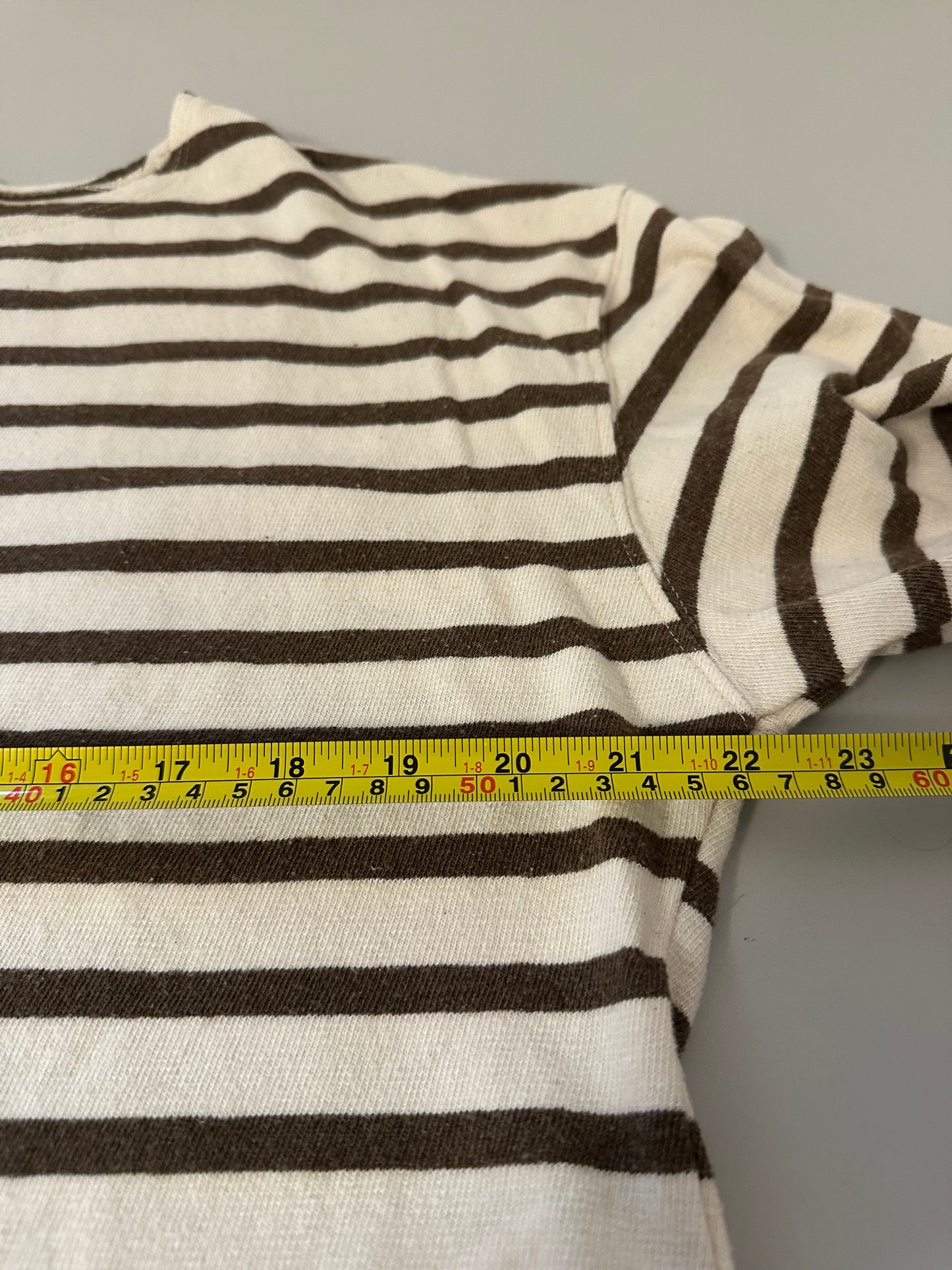 perfectwhitetee Taylor Long Sleeve Striped Top in Walnut Stripe | Size Medium