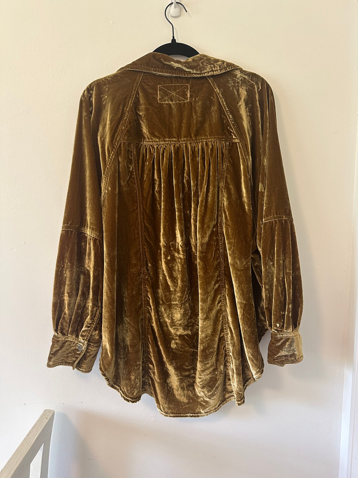 Free People We The Free Night Skies Velvet Blouse in Golden Brown - Size Medium