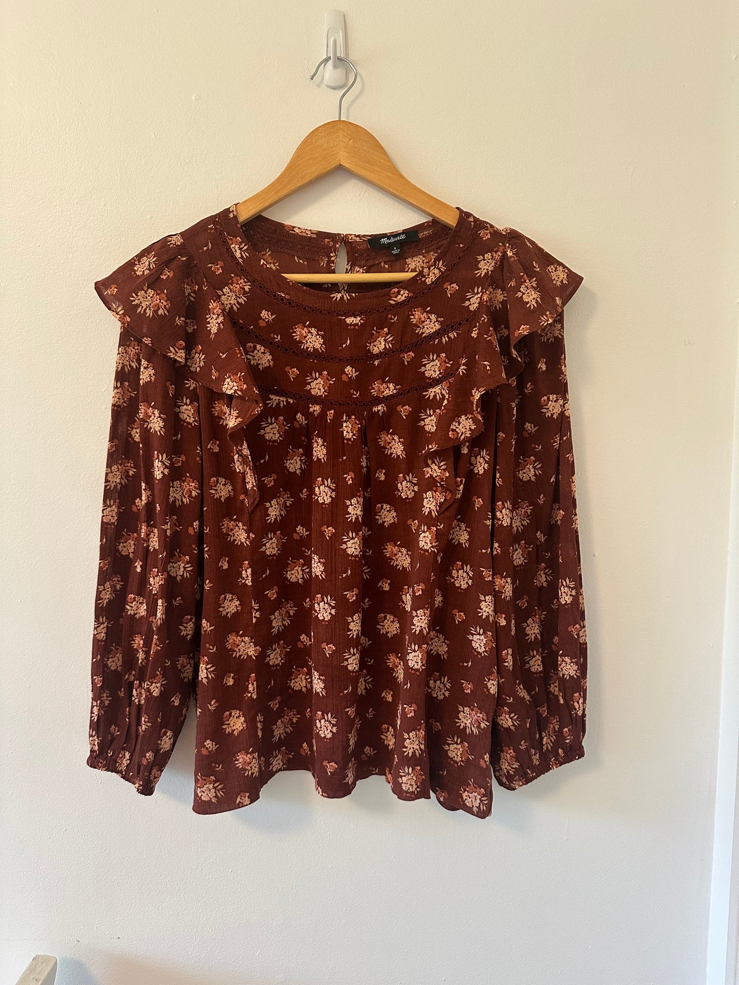 Madewell Ladder-Trim Ruffle Top in Homestead Bouquet - Size Small