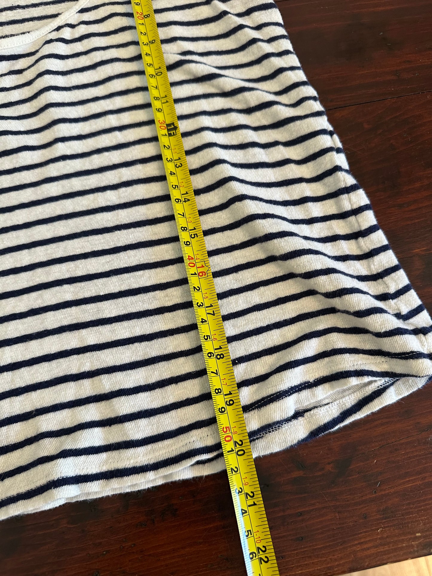 Sezane John Top in Ecru and Navy - Size Large