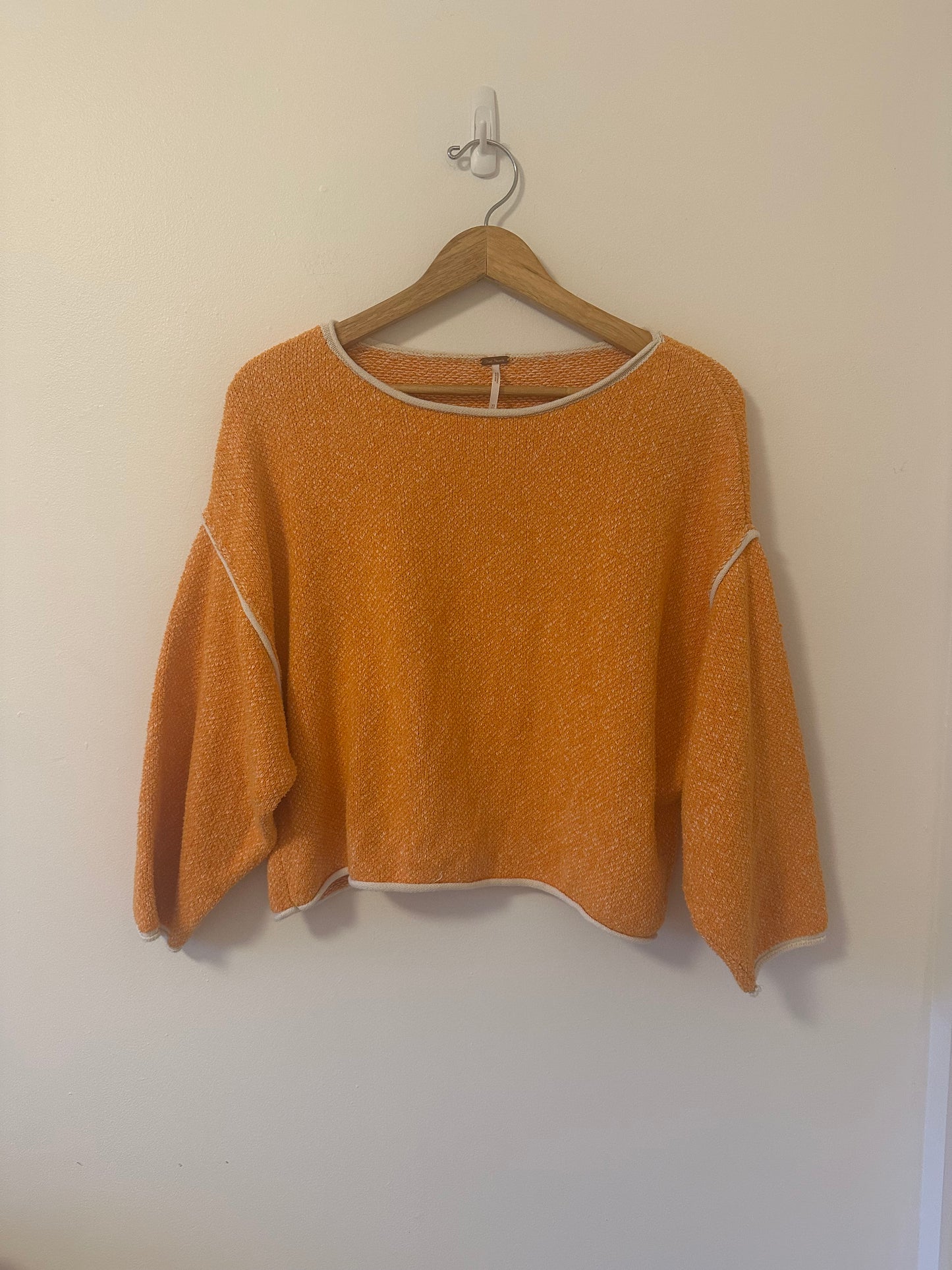 Free People Bardot Orange Oversized Sweater | Size XS