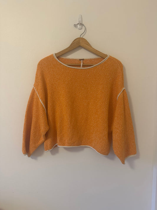 Free People Bardot Orange Oversized Sweater | Size XS