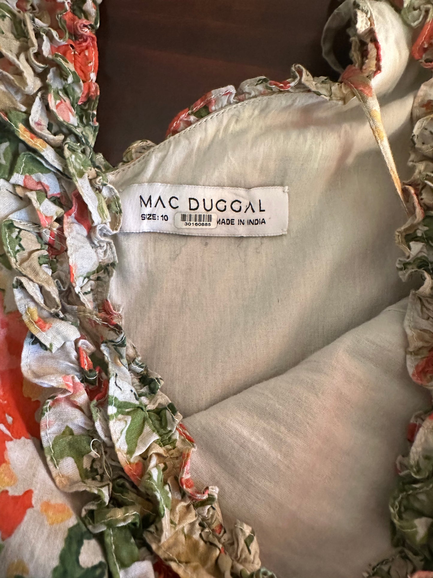 Mac Duggal Floral Long Sleeve Ruffle Detail Off-Shoulder Dress - Size 10