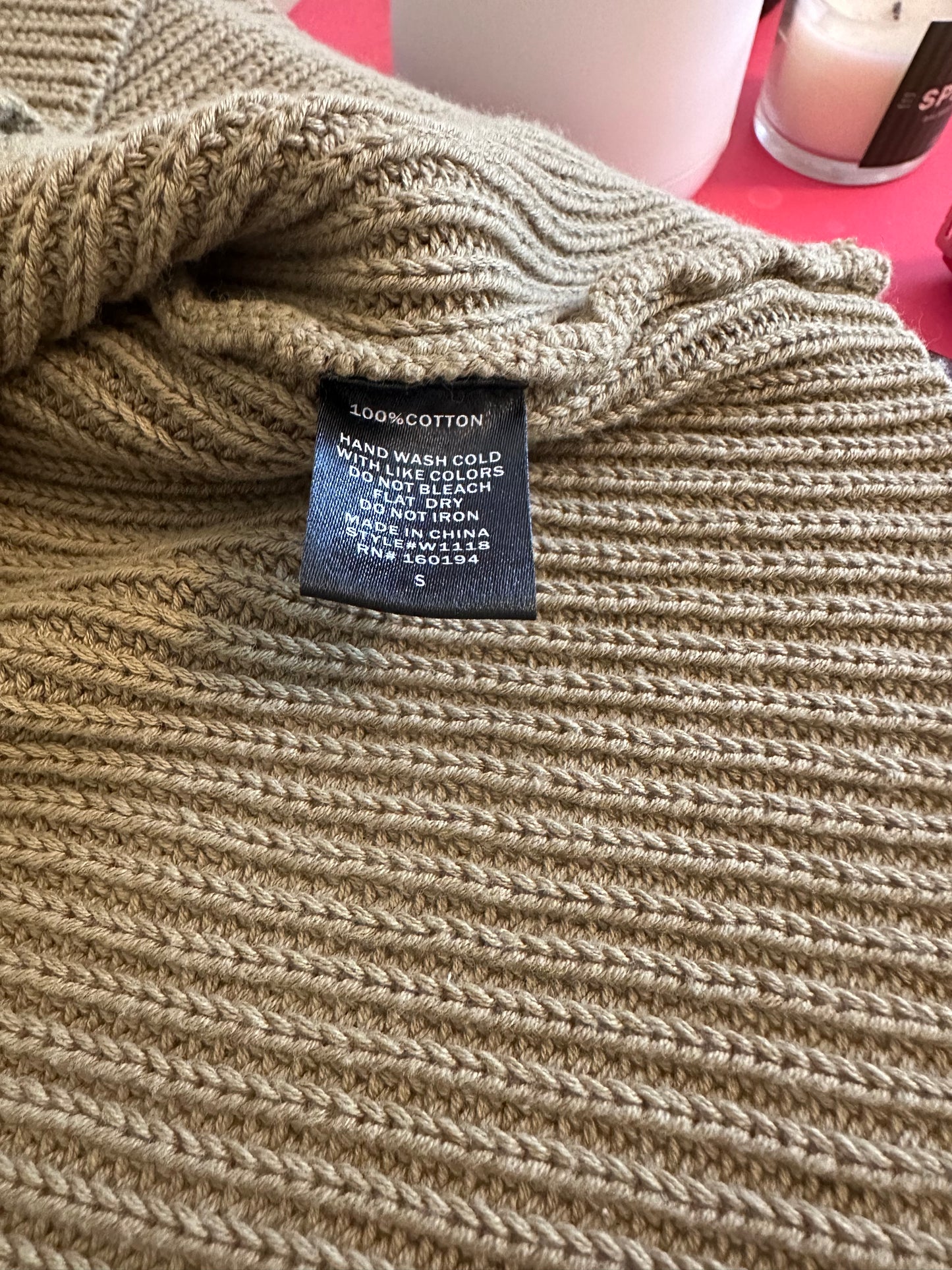 By Together Olive Green Knit Sweater with Pocket - Size Small