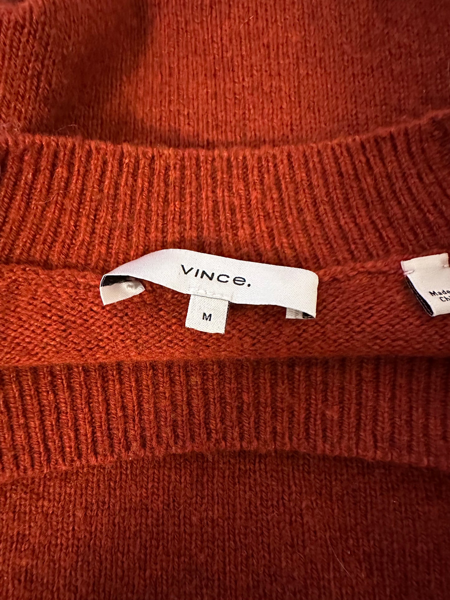 Vince Raglan Dolman Sleeve Crew Neck Sweater in Rust Red | Size Medium