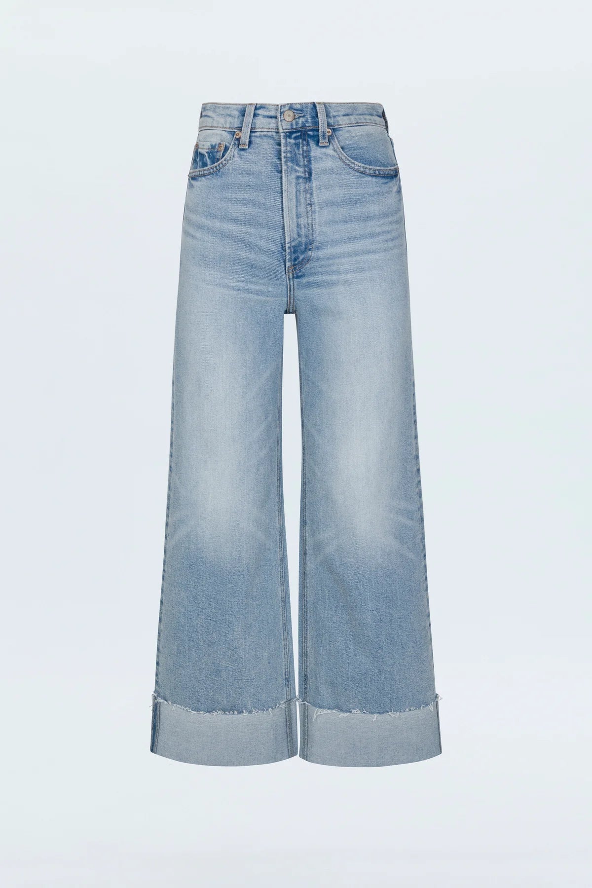 Pistola Lana Cropped Cuffed Wide Leg Relaxed Jeans in Snowcat | Size 25