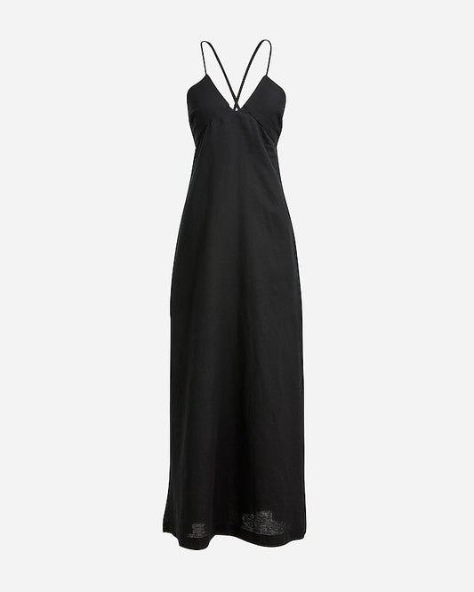 J. Crew Cross Back Beach Maxi Dress in Linen Cotton Blend | Size Small