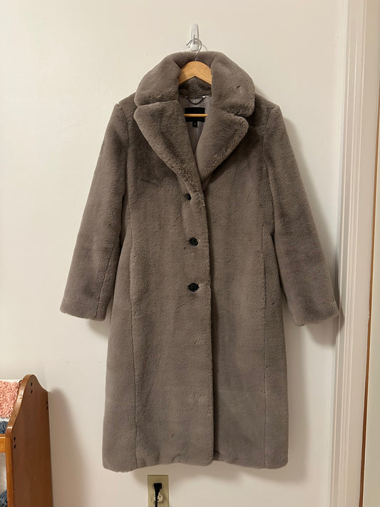 Banana Republic Teddy Faux Fur Jacket in Gray | Size Small