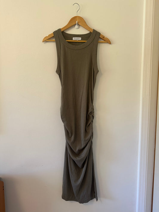 Michael Stars Wren Ribbed Midi Dress in Olive | Size Medium