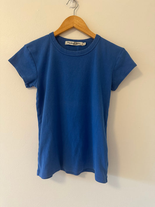 Michael Stars Classic Short Sleeve T-Shirt Top in Blue - Size OS