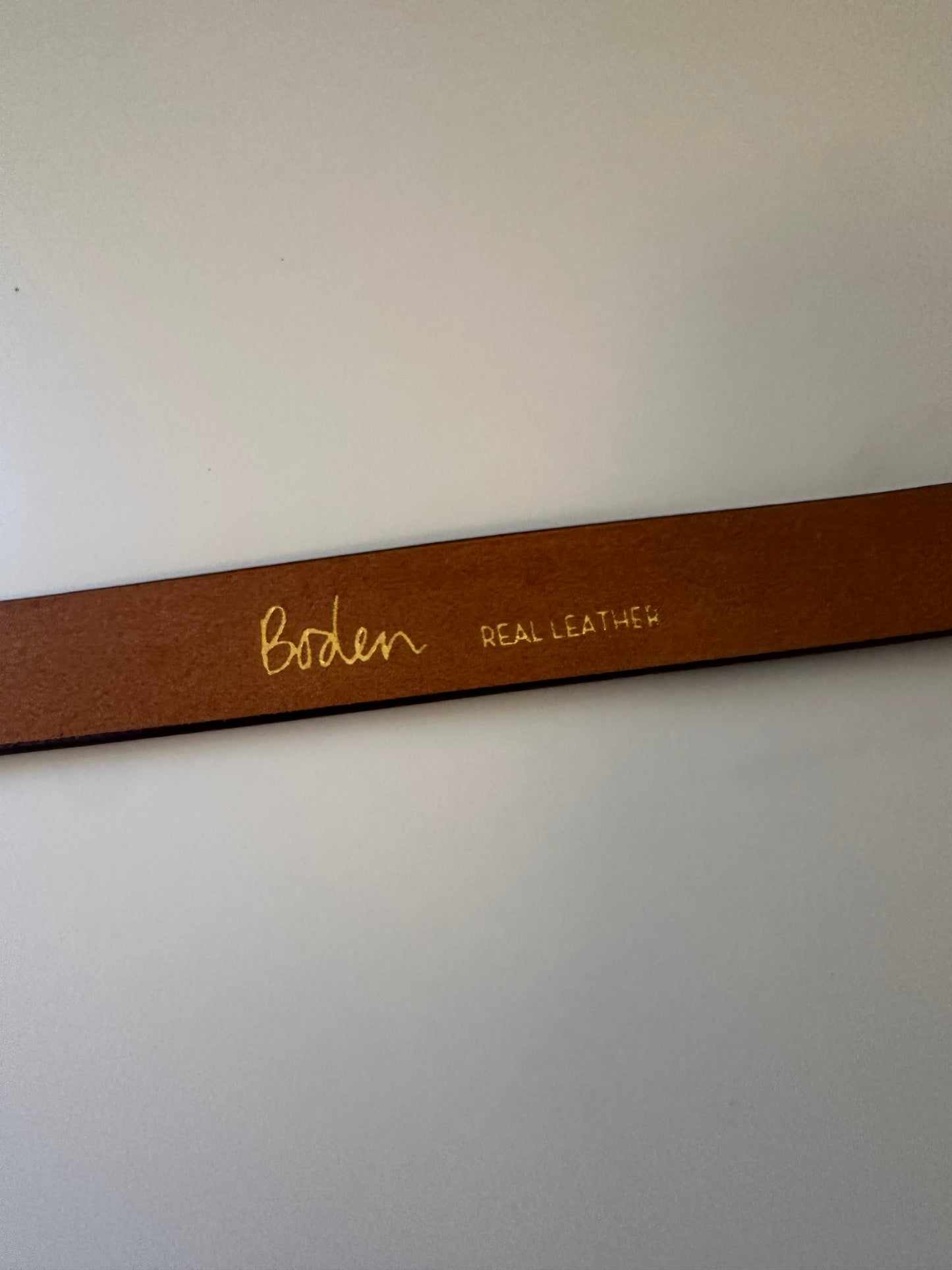 Boden Brown Leather Belt with Gold Buckle
