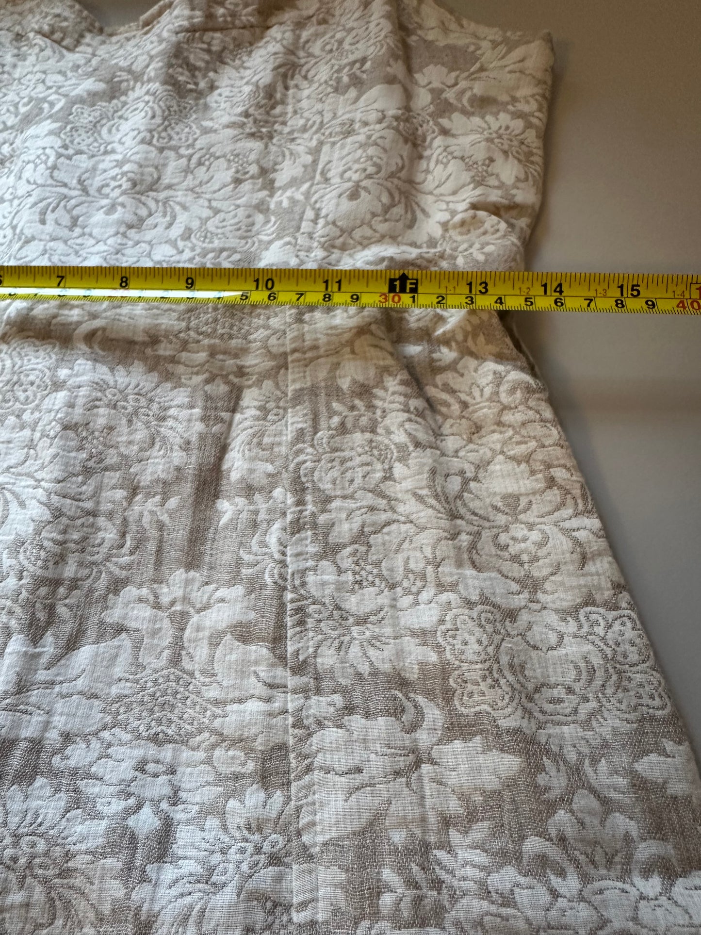 J.O.A. Cream and Beige Floral Linen and Cotton Mini Dress | Size Small