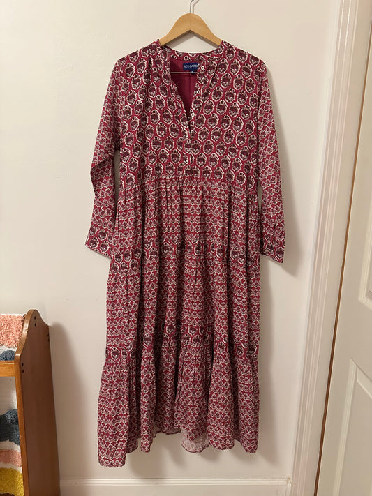 Ro’s Garden Red Long Sleeve Boho Cotton Maxi Dress | Size XL